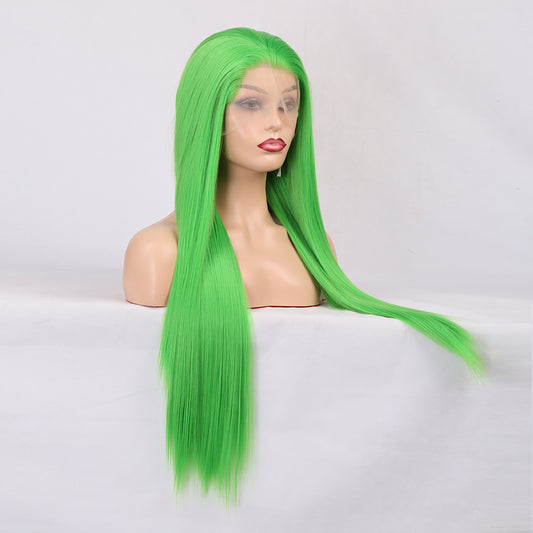 Wig Female Long Hair Chemical Fiber Front Lace Natural Simulation Wig Headgear Medium Long Hair Headgear Shello Creative Boutique