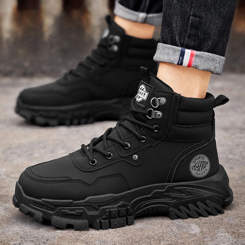 High top Martin boots for outdoor men anti slip wear-resistant thick soled versatile workwear trendy shoes - Shello's Creative Boutique