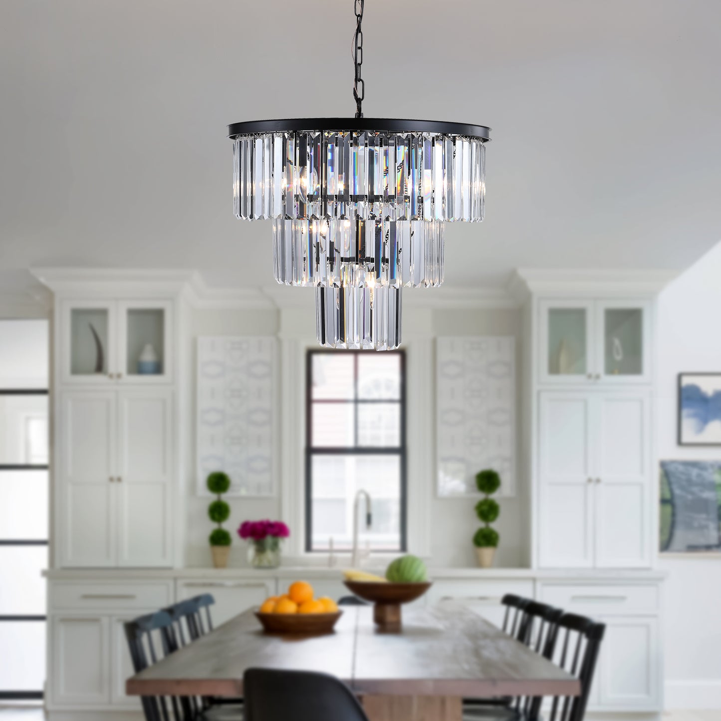 Black Luxury Crystal Chandelier Modern Chandeliers Lights Fixture Hanging Pendant Light Fixture for Dining Room Bedroom eprolo