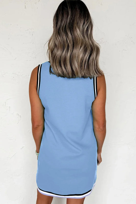 Myosotis Contrast Trim V Neck Sleeveless Mini Dress - Effortless Elegance with a Modern Twist! - Shello's Creative Boutique