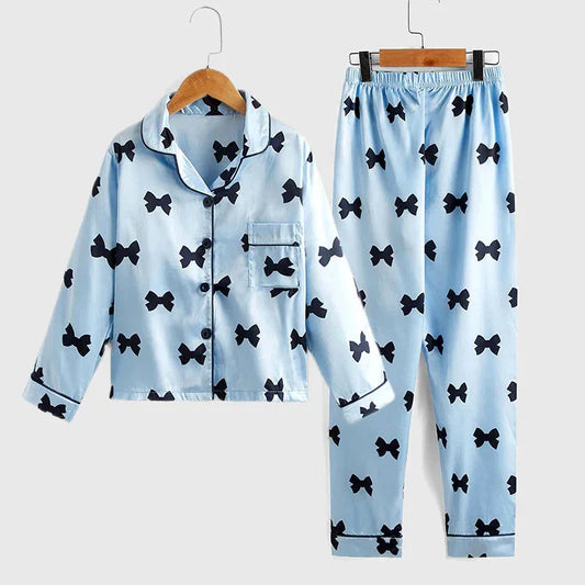 Children's Pajamas Set Two piece Autumn Silk Cute Cartoon Long Sleeve Girls' Home Wear - Shello's Creative Boutique