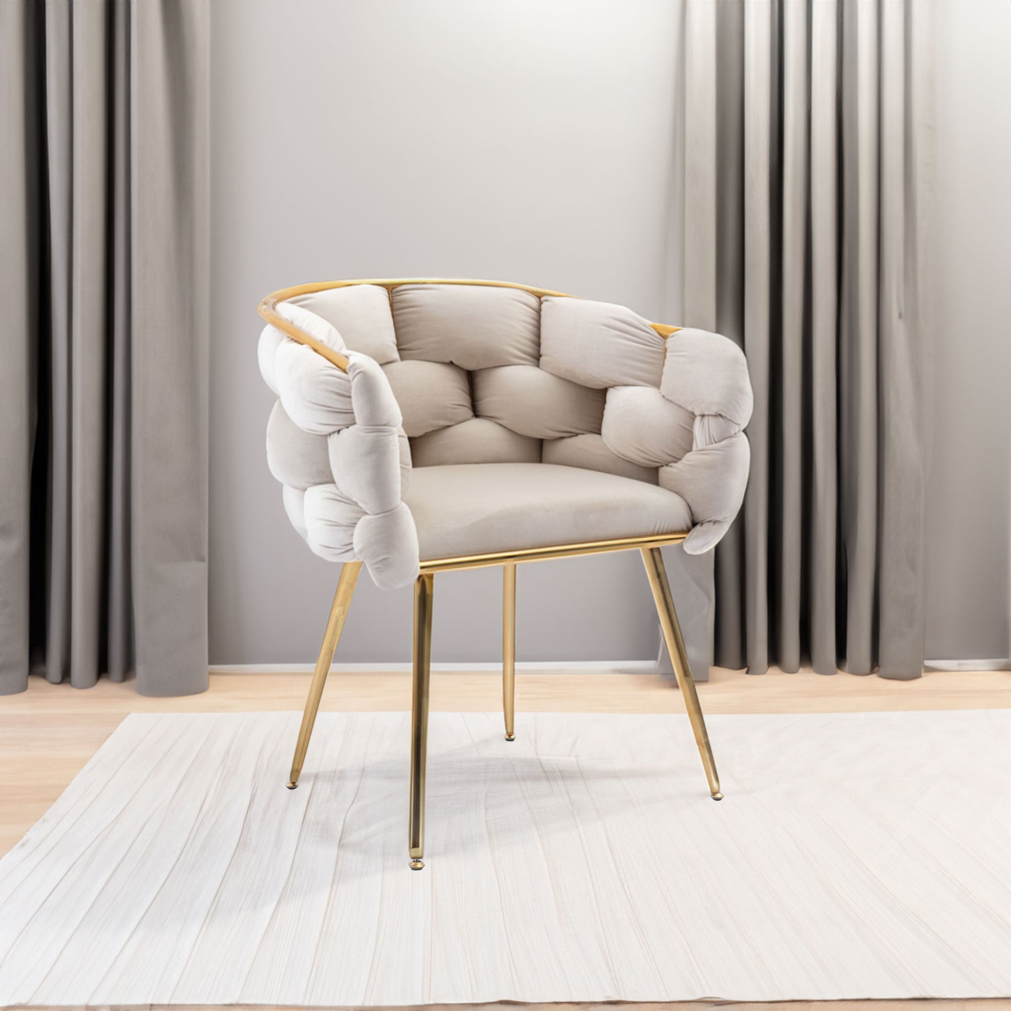 Luxury modern simple leisure velvet single sofa chair bedroom manicure table back chair beige Shello Creative Boutique
