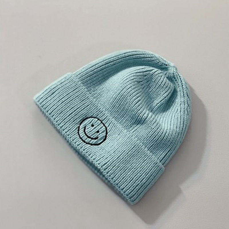 Baby Hat Solid Color Boy Girl Cartoon Smile Embroidery Winter Kids Knitted Hats Children Warm Beanies Child Caps For Babies eprolo
