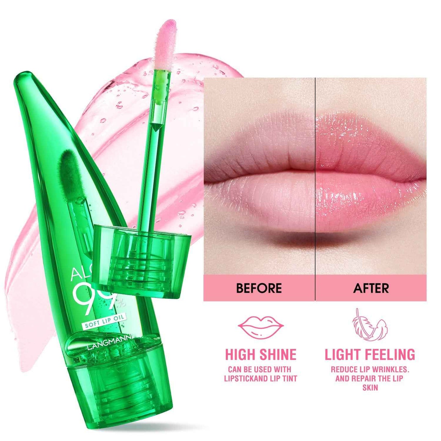 Aloe Vera Lip gloss, temperature-sensitive colour-changing lip glaze, Lip Oil