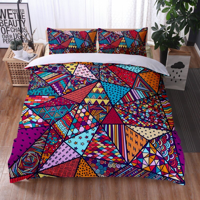Fashionable 3 Pieces Bohemian Style Bedding Set Large Mandala Feather Printed Duvet Cover With Pillowcase Not Included Sheets eprolo