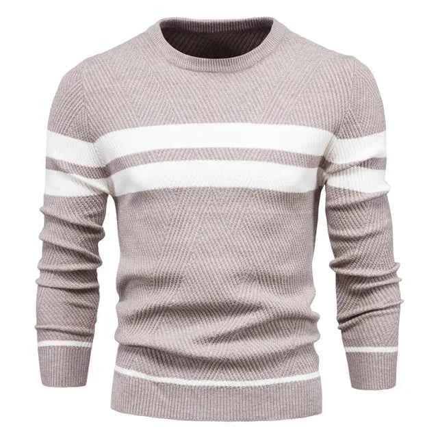 New Autumn Pullover Sweater for Men - O-neck Patchwork Long Sleeve Slim Fit Casual Fashion Sweater - Shello's Creative Boutique
