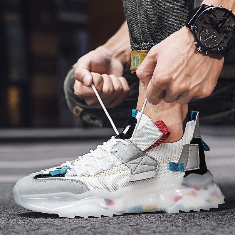 Sneakers Men's Large New Casual Breathable Thick Soled Trend Daddy Shoes Light Flying Woven Running Shoes eprolo