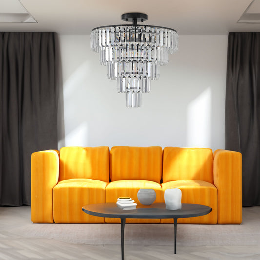 Black large crystal chandelier, modern style chandelier, dining room, living room, bedroom eprolo