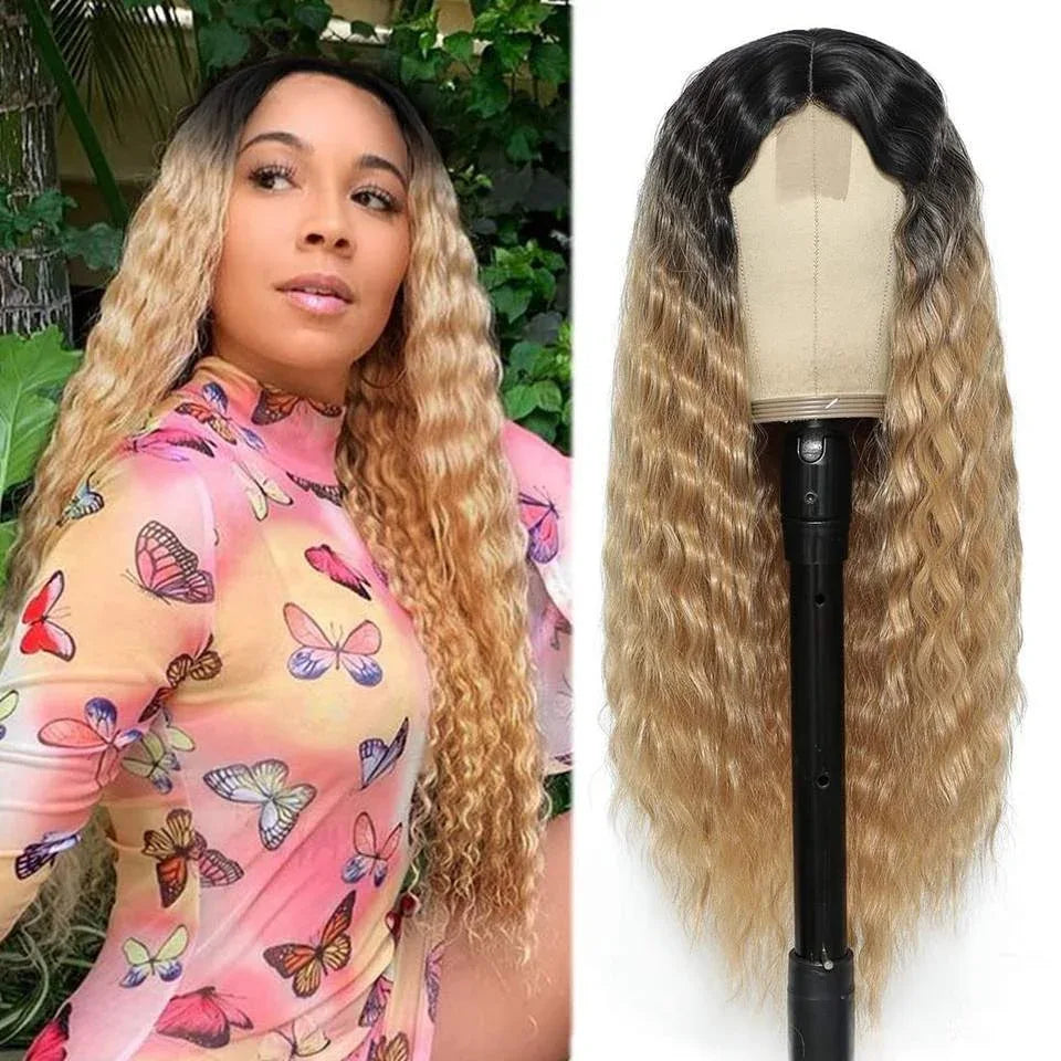 Deep Wave Lace Front Wig - Long Curly with Headband - Shello's Creative Boutique