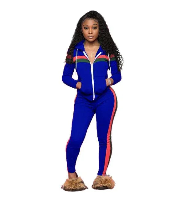 Casual Tracksuit Women Two Piece Set Autumn Outfits Zipper Printed Sweatshirt Jacket and Pants Set Ladies Fashion Sweat Suits With Pocket - Shello's Creative Boutique