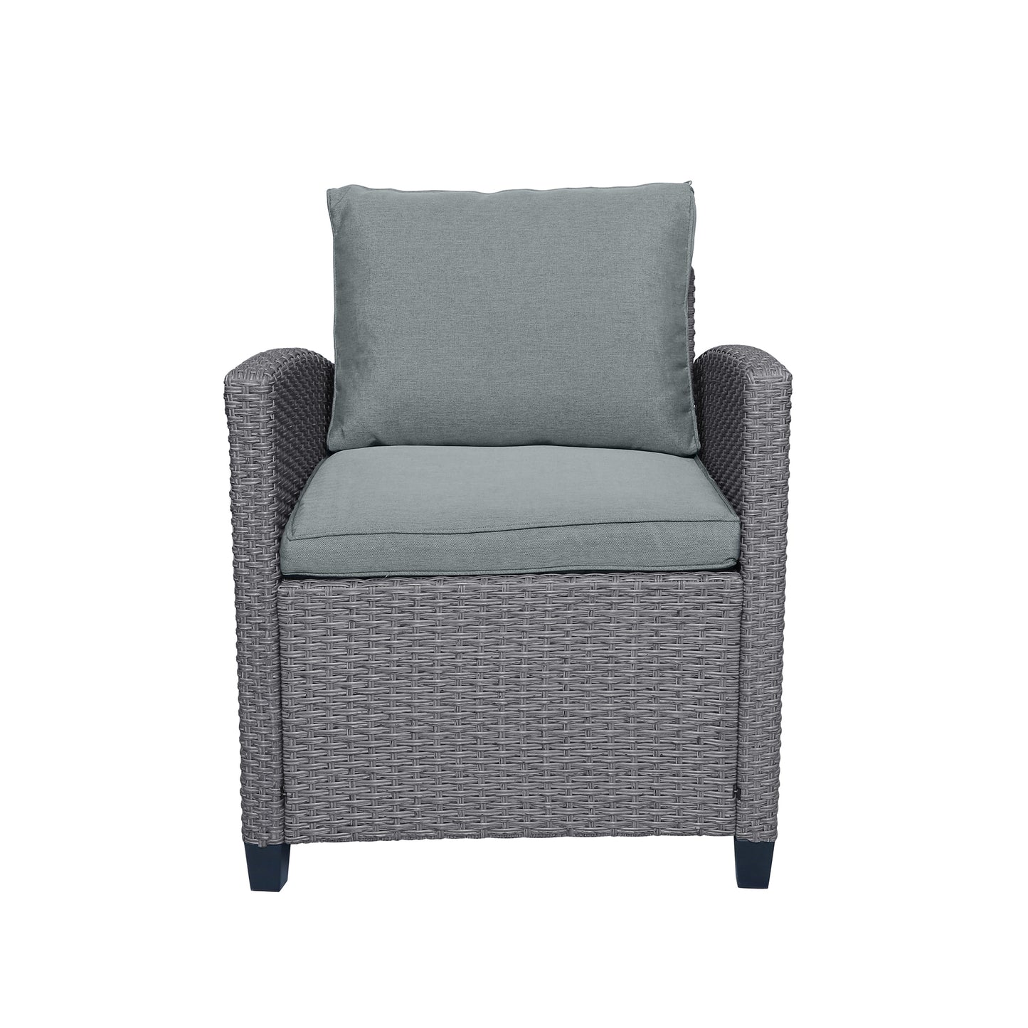 TOPMAX 6-piece outdoor rattan wicker set chair, stool, and table (gray rattan+gray mat) eprolo