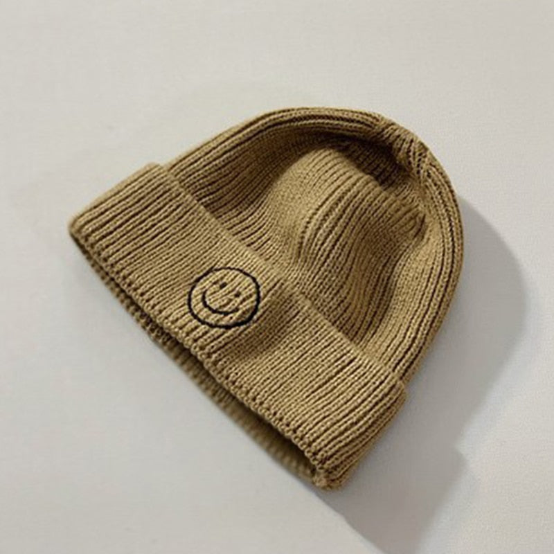 Baby Hat Solid Color Boy Girl Cartoon Smile Embroidery Winter Kids Knitted Hats Children Warm Beanies Child Caps For Babies eprolo