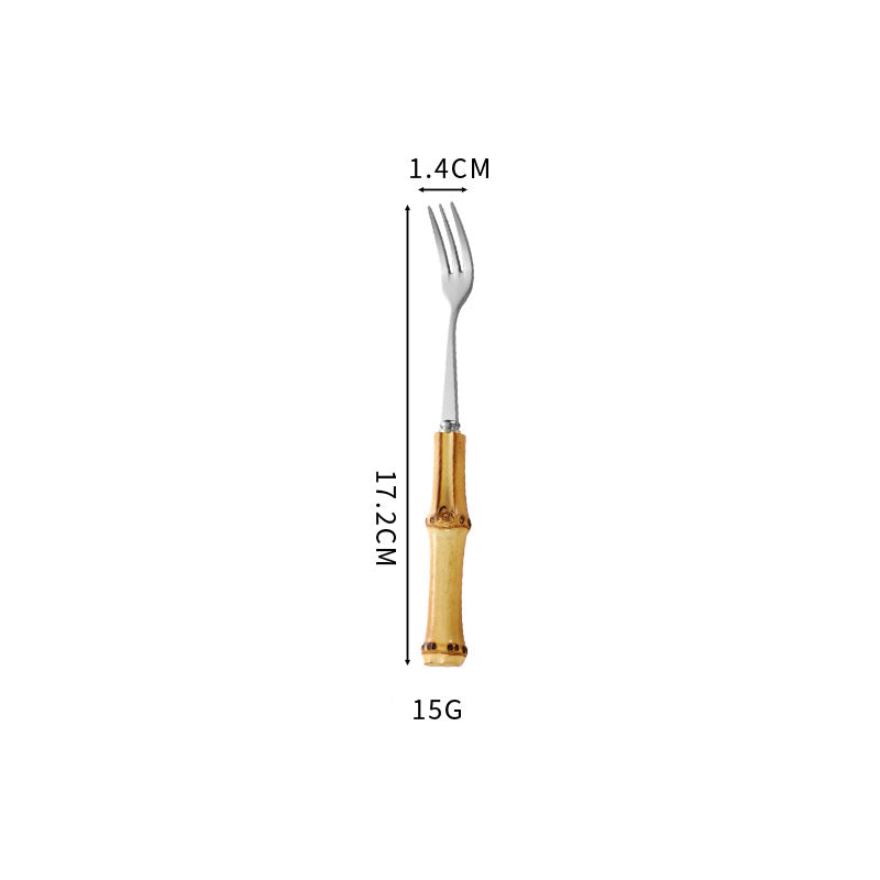 Natural Bamboo Handle Stainless Steel Tableware, Dessert Salad Spoon Fork, Bamboo Joint Handle, Western Food Steak Knife eprolo