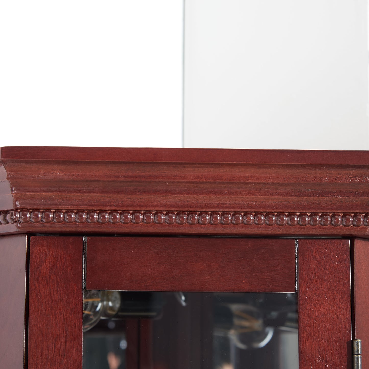 Corner Curio cabinet with lights, adjustable tempered glass frame, display cabinet, cherry color (excluding E26 light bulbs) eprolo