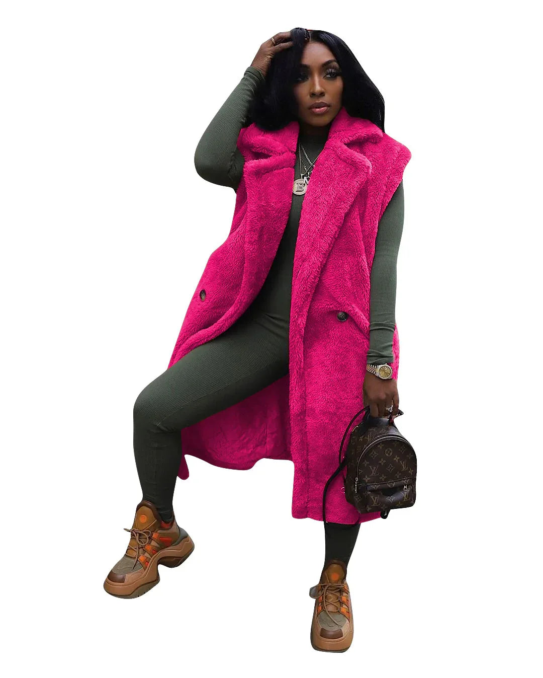 Women’s Plush Sleeveless Long Cardigan Jacket – Luxe Layers for Effortless Elegance - Shello's Creative Boutique