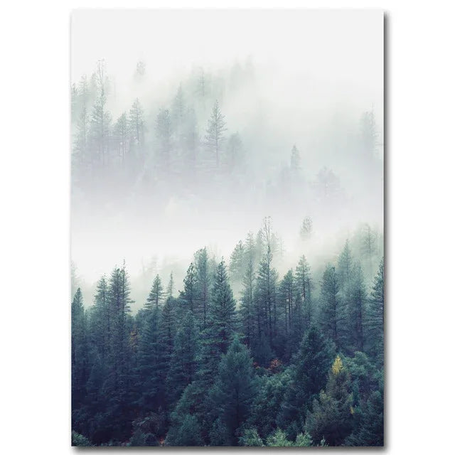 Nordic Decoration Forest Lanscape Wall Art Canvas Poster and Print Canvas Painting Decorative Picture for Living Room Home Decor - Shello's Creative Boutique