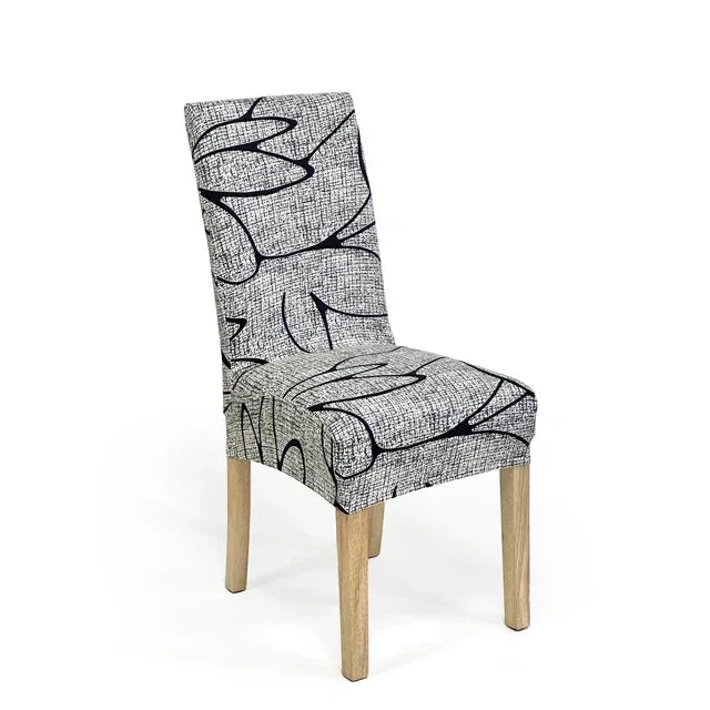 4/6/8pcs Printed High Back Chair Cover, Modern Style, Polyester, High Stretch, Dustproof, All-Season, Removable and Washable - Shello's Creative Boutique