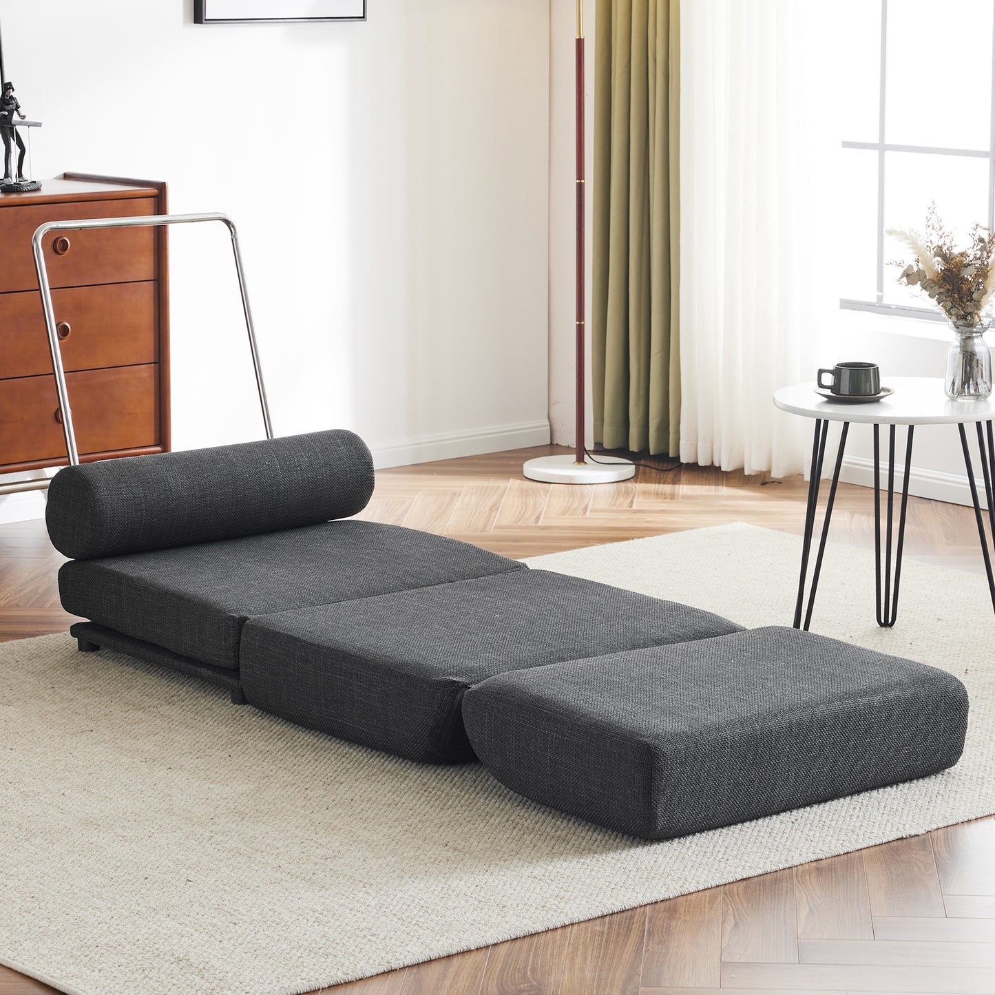 Single Sofa Chair Foldable Single Sofa Bed with Pillow,Portable Foldable Sofa Bed,Leisure Sofa Chair,Easy to Store, Dark Grey eprolo