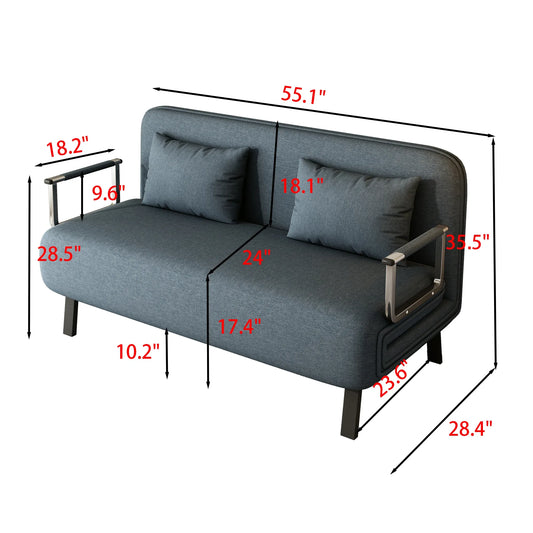 55″ Convertible Chair Bed Tri-Fold Sofa Bed with Adjustable Backrest & Pillow - Shello's Creative Boutique