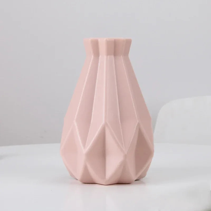 Flower Vase Decoration – White Imitation Ceramic Plastic Vase for Home & Nordic Decor - Shello's Creative Boutique