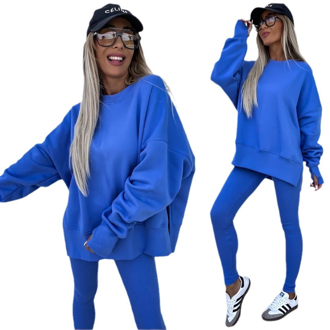 Women's Wear European and American Casual Tight Pants Loose Hoodie Set Two Piece Set eprolo