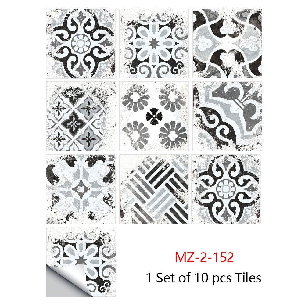10 Piece Set Of Datura Mosaic Small Flower Imitation Ceramic Tile Sticker For Home Renovation Kitchen And Bathroom Decoration Self-Adhesive Wall Sticker