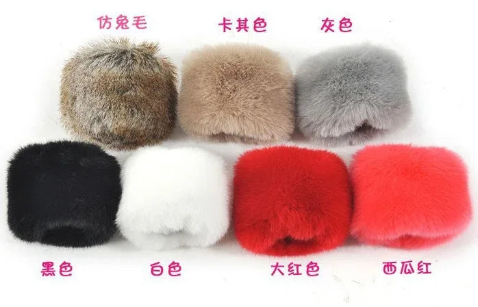 Luxe Winter Wrist Gloves – Faux Rabbit Fur with Oversized Sleeves - Shello's Creative Boutique