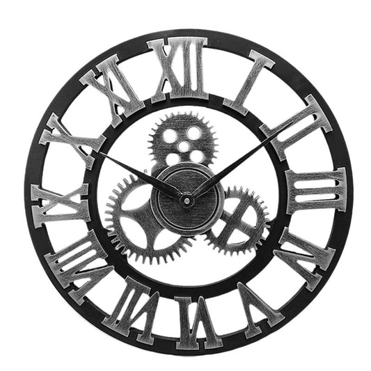 Industrial Gear Wall Clock Decorative Wall Clock Industrial Style Wall Clock (Silver Shipment without Battery) eprolo