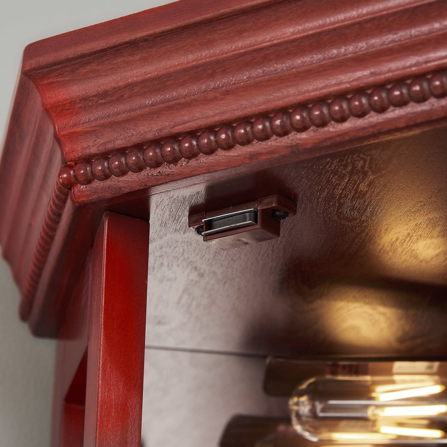 Corner Curio cabinet with illuminated glass display stand and tempered glass door, with adjustable bracket and light bulb eprolo