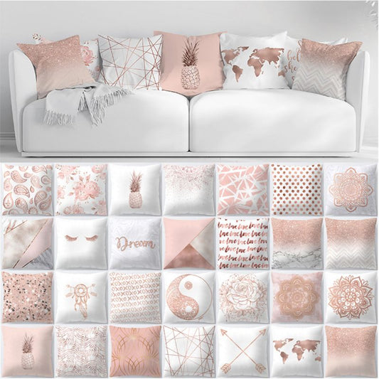 Rose Gold Pineapple Glitter Pillow Case - Glamorous 45x45cm Cushion Cover