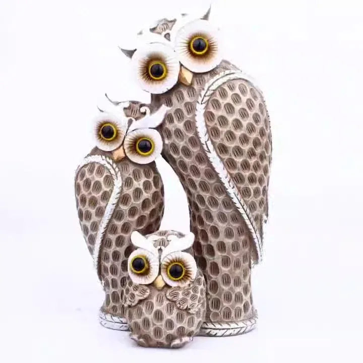 Modern Minimalist Three-Family Owl Luxury Decorations – Elegant Home & Desk Crafts - Shello's Creative Boutique