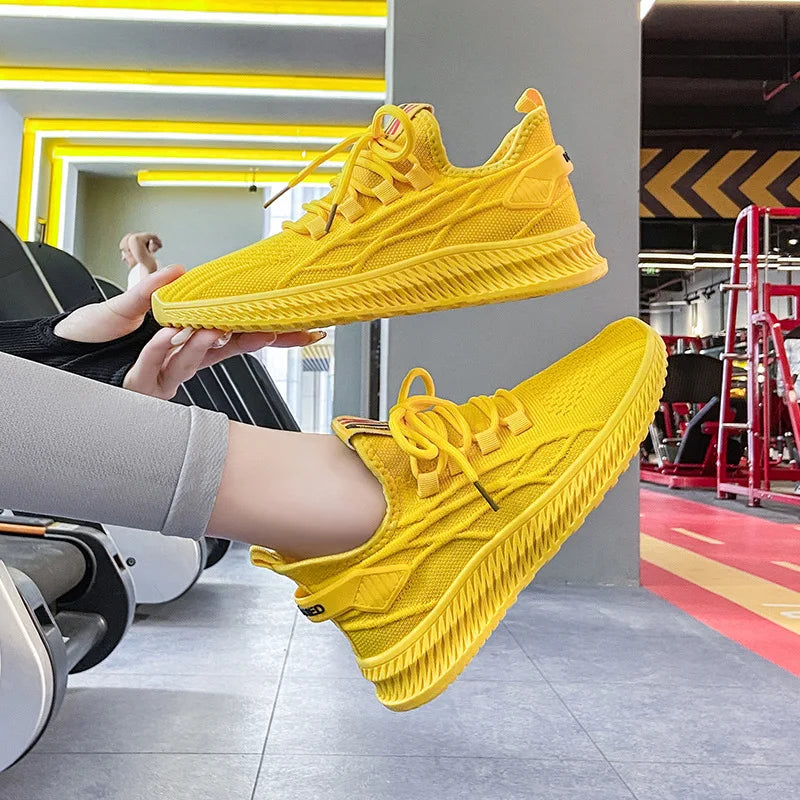 GLSR Women Yellow Sneakers Summer Breathable Mesh Women Shoes Casual Fashion Tenis Black Red Women's Vulcanized Shoes