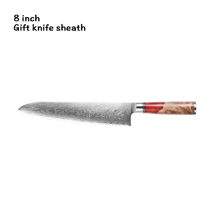 XUANFENG set of vg10 steel kitchen knife brocade machete chef knife bread knife blue resin and color wooden handle kitchen tools eprolo