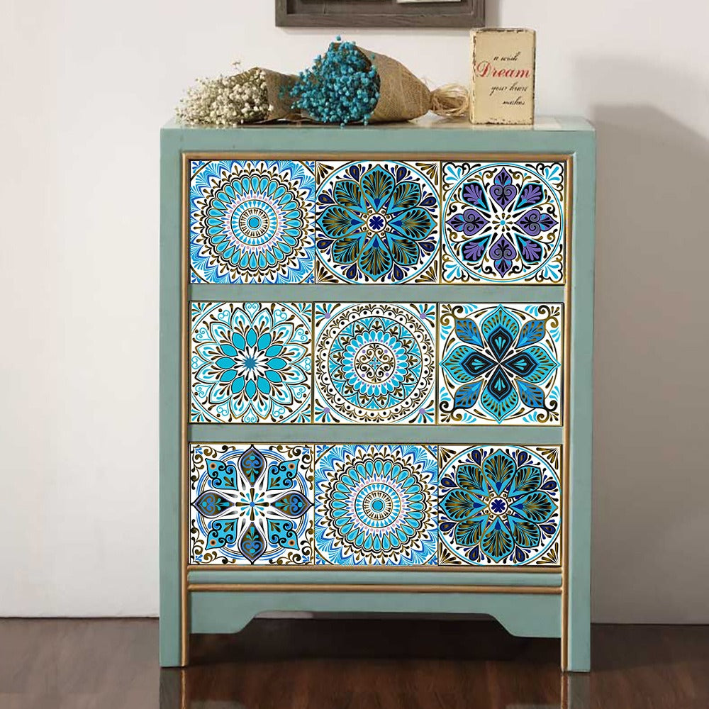 10 Piece Set Of Datura Mosaic Small Flower Imitation Ceramic Tile Sticker For Home Renovation Kitchen And Bathroom Decoration Self-Adhesive Wall Sticker