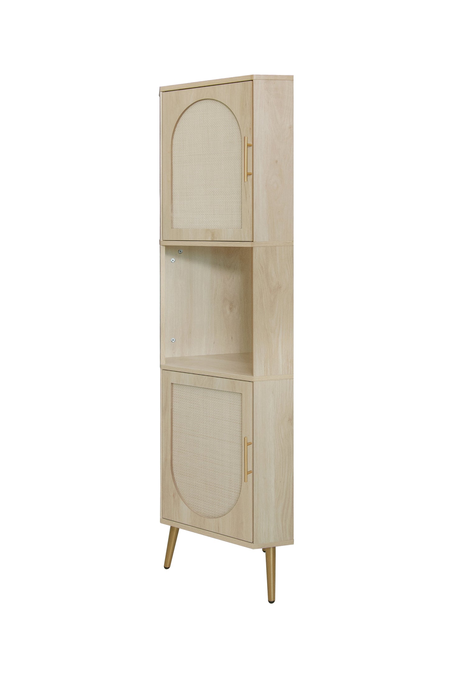 Corner cabinet ,Rattan door,Freestanding Corner Tables For Small Spaces, Corner Shelf Stand For Living Room, Kitchen, Bathroom eprolo