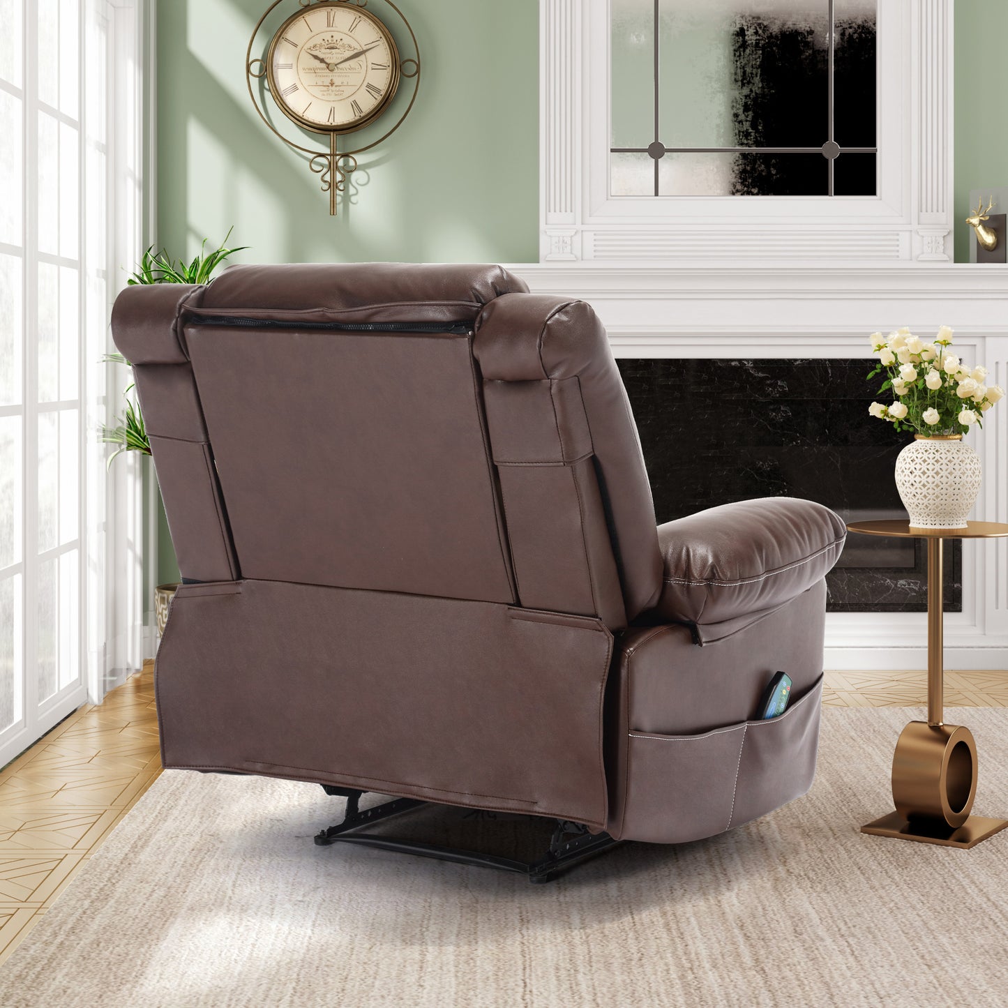 Breathable Leather Massage Recliner Chair Manual Living Room Reclining Sofa eprolo