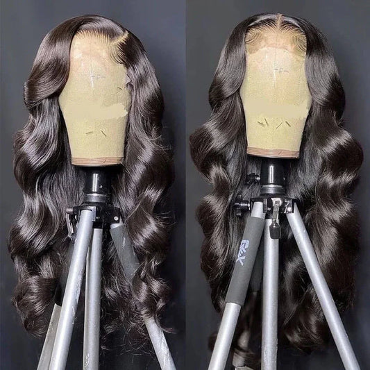 Long Body Wave Black Wig Synthetic Wigs for Black Women Middle Part Brown Hairs - Shello's Creative Boutique