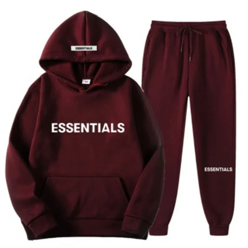 FEAR OF GOD ESSENTIALS Couple Suit Men's and Women's Double Line Hoodie High Street Fashion Brand Autumn and Winter Two piece Set - Shello's Creative Boutique