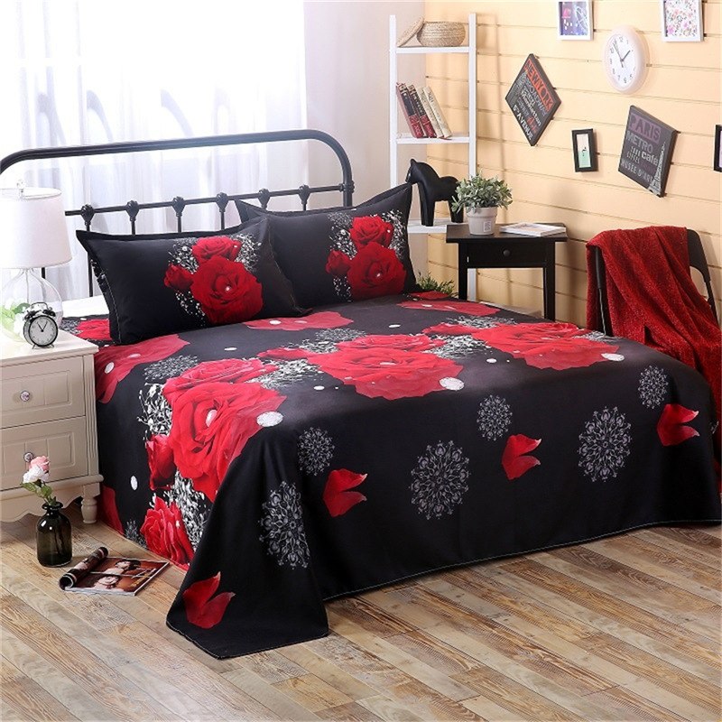 2/3Pcs Red Dream 3D Oil Painting Rose Printed Bedding Set Queen King Size Quilt Cover Bed Sheet Pillowcases eprolo