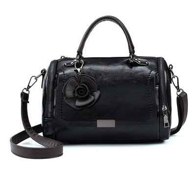 Spirituality Flower Shoulder Bag – Vintage PU Leather with Timeless Elegance and Everyday Functionality