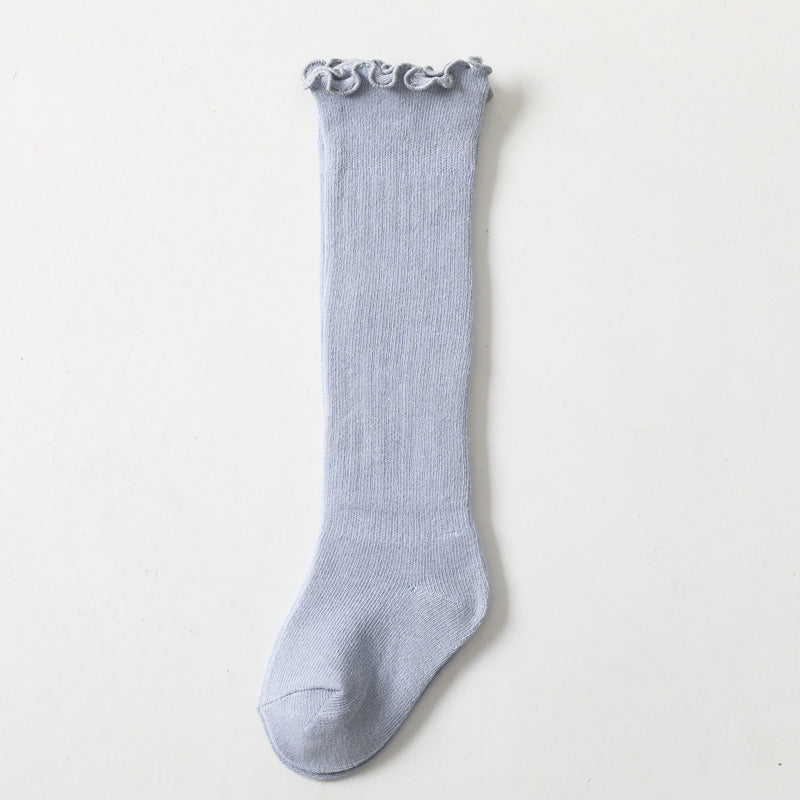 Spring And Summer Children's Socks In The Tube Loose Mouth Fungus Edge Combed Cotton Girls Baby Socks Long Tube Over The Knee Baby Socks eprolo