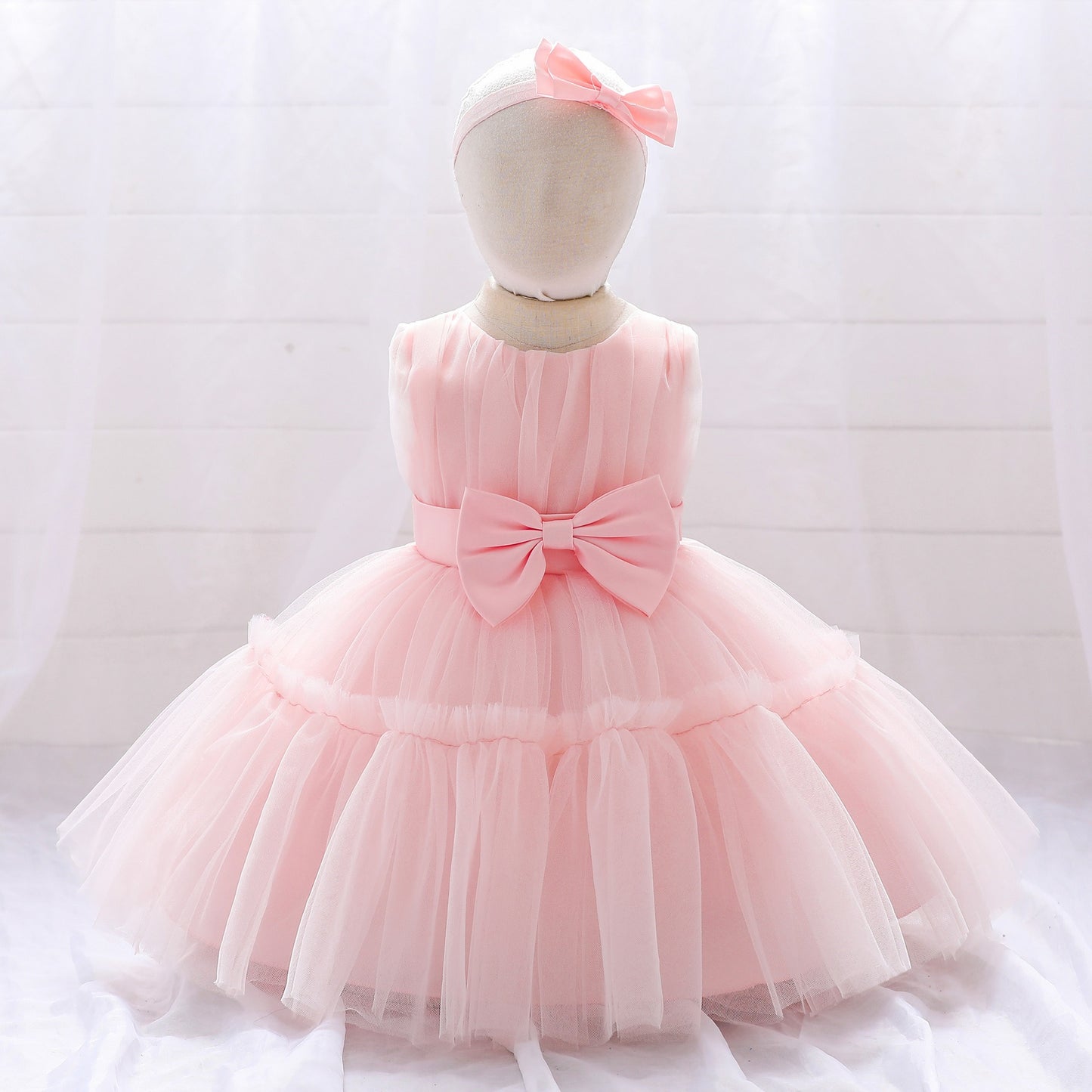 Children's mesh dress princess dress baby fluffy dress baby one year old wedding dress evening dress eprolo