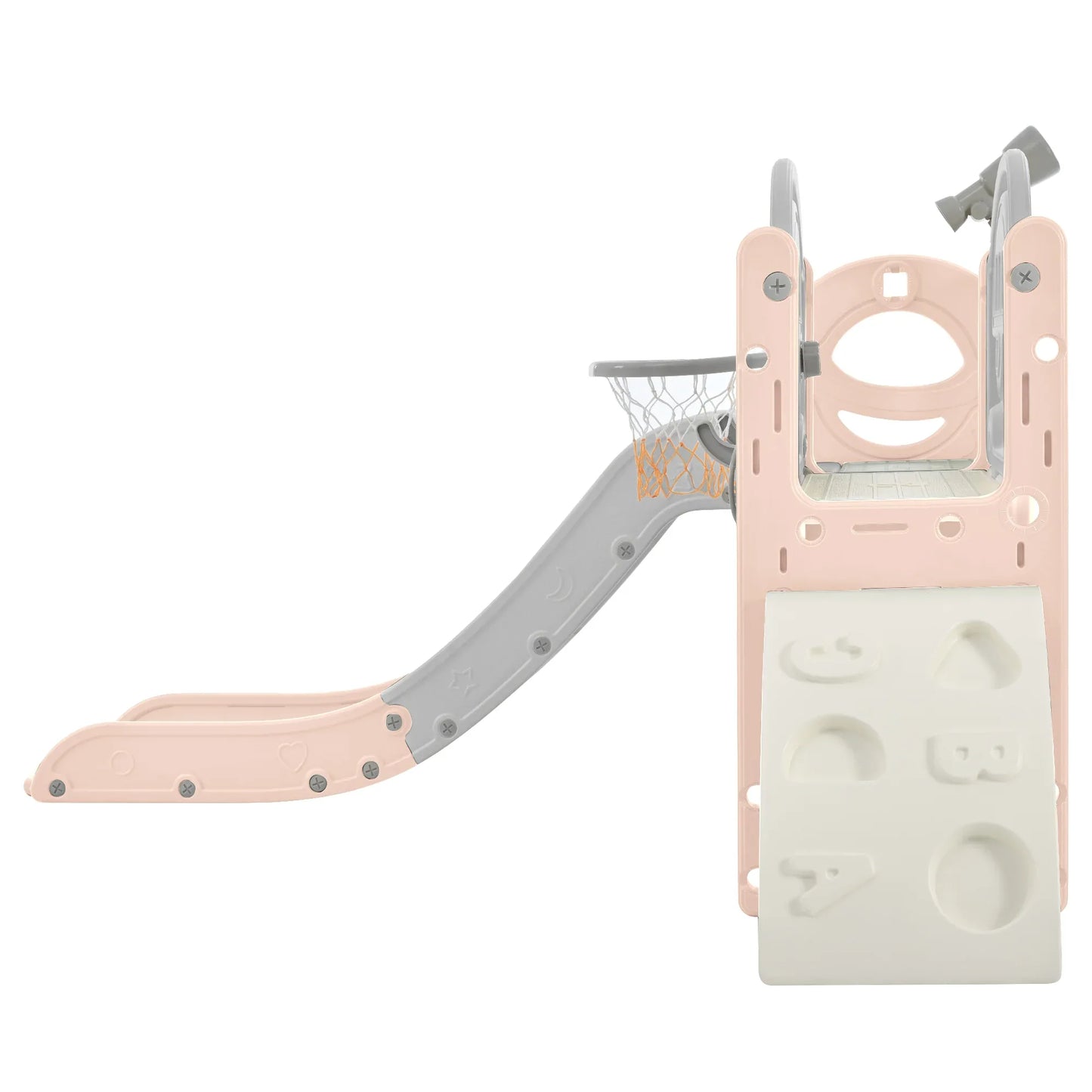 Kids Slide Playset Structure 7 in 1, Freestanding Spaceship Set with Slide, Arch Tunnel Pink+Grey + HDPE - Shello's Creative Boutique