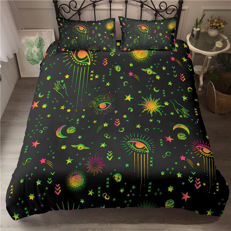 3D digital printing whimsical pattern eyes custom quilted bedding eprolo