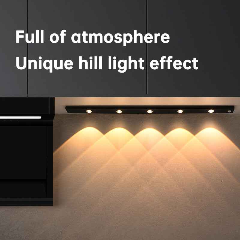 Intelligent LED Human Body Sensing Light Ultra-Thin Rechargeable Self-Adhesive Cat's Eye Hill Light Strip for Wardrobe and Wine Cabin