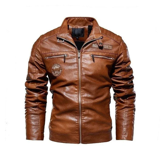 Men’s Leather Motorcycle Jacket – Autumn/Winter | Plus Sizes L–4XL - Shello's Creative Boutique