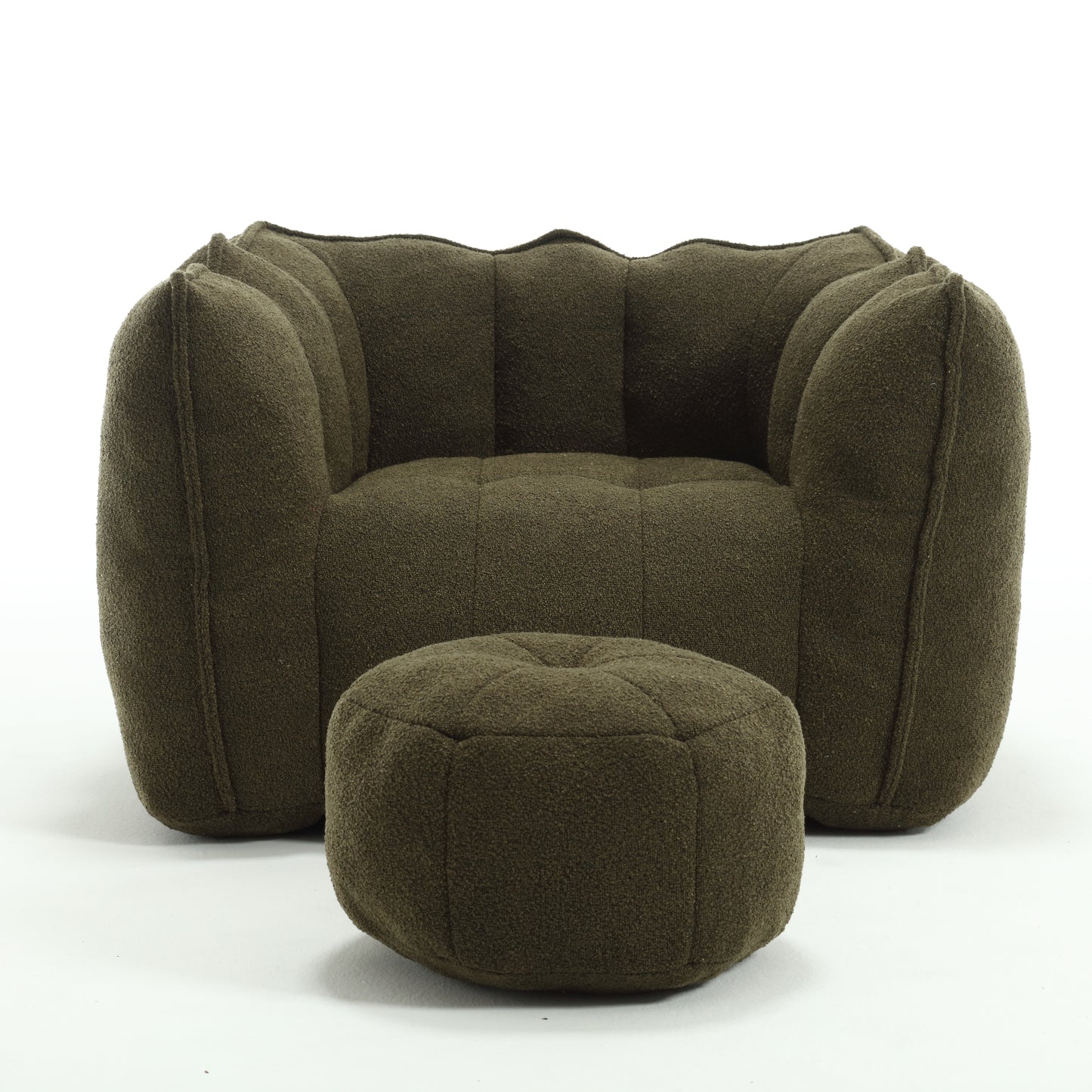Soft Bean Bag Chair with High Resilient Foam(Chips)for living room and bedroom,Comfortable Square Lazy Sofa with Footstool eprolo