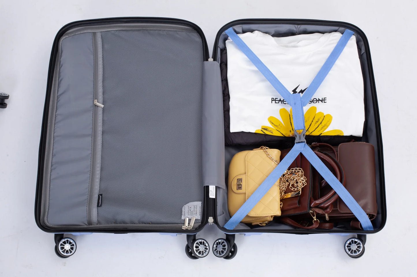 Hardshell Suitcase Spinner Wheels PP Luggage Sets Lightweight Durable Suitcase ,3-Piece Set (20/24/28) ,Purplish Blue - Shello's Creative Boutique