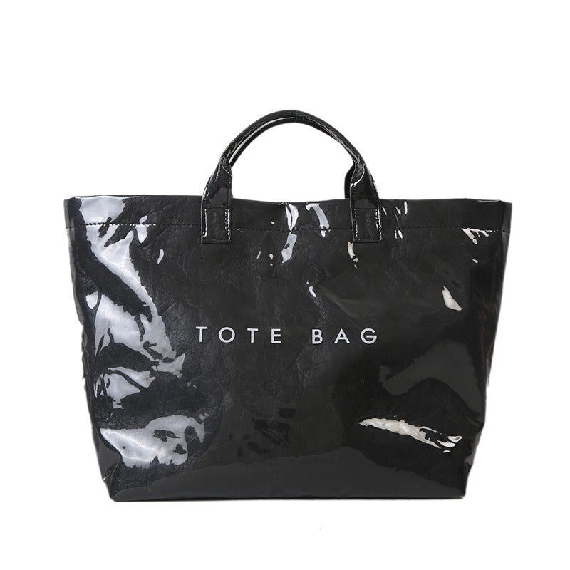 Fashionable Retro Dupont Paper Bag Women's Large Capacity Kraft Paper Handbag Shopping Bag Trendy Shello Creative Boutique