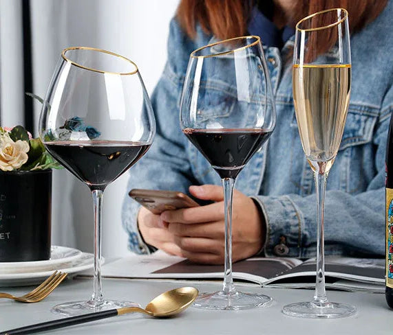 Creative Bevel Champagne Wine Glass Cups Crystal Transparent Goblet Colored Glasses Nordic Ins Style Color Changing Wine Cup - Shello's Creative Boutique